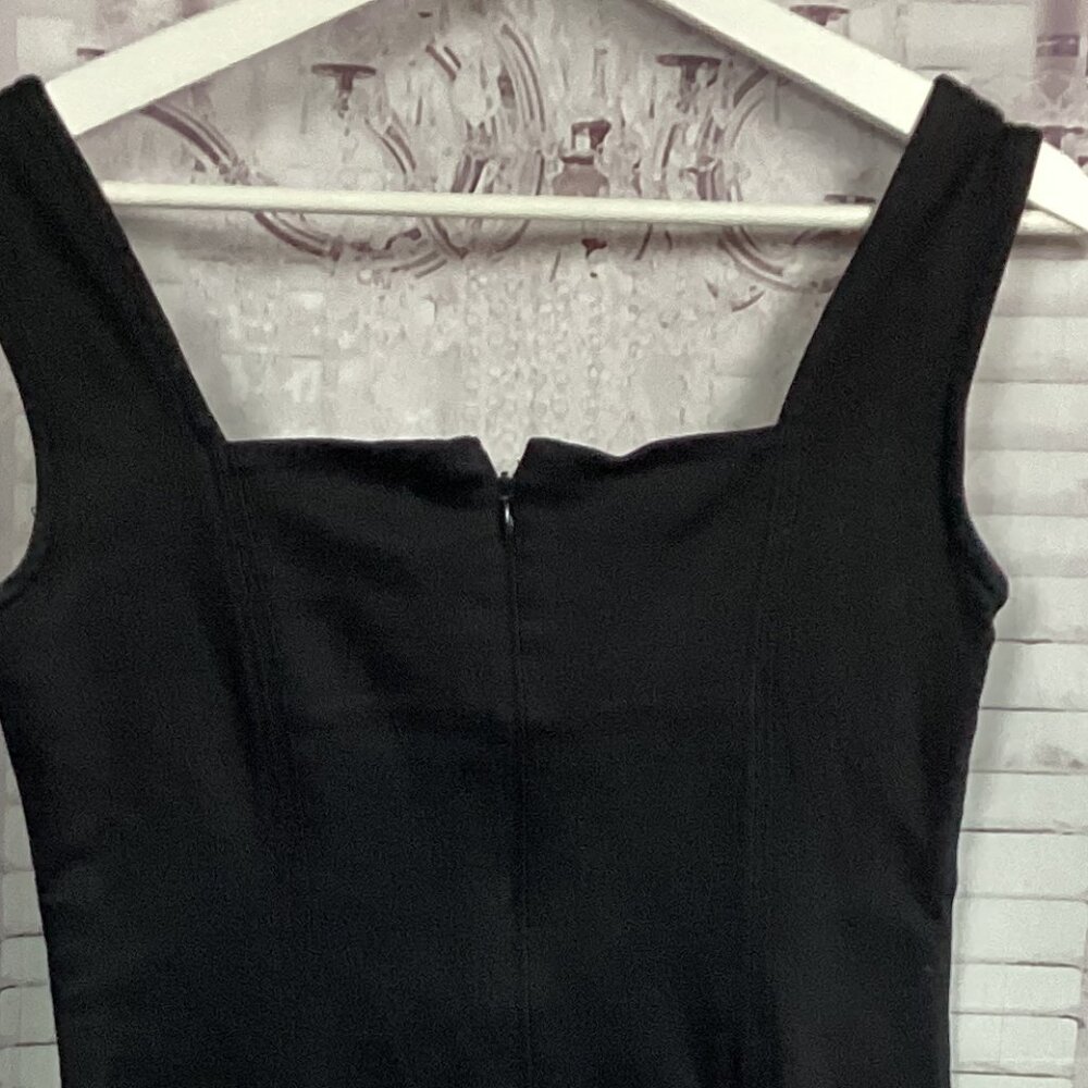 Vintage Anthony Norman Black Sheath Dress w/ Front Cutout Striped Bow 6 - Picture 5 of 7